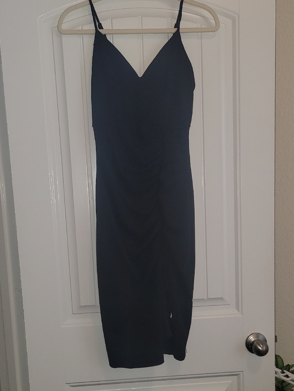 Emerald Sundae Black V-Neck Spaghetti Strap Midi Dress